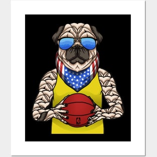 Dog animal playing basketball Posters and Art